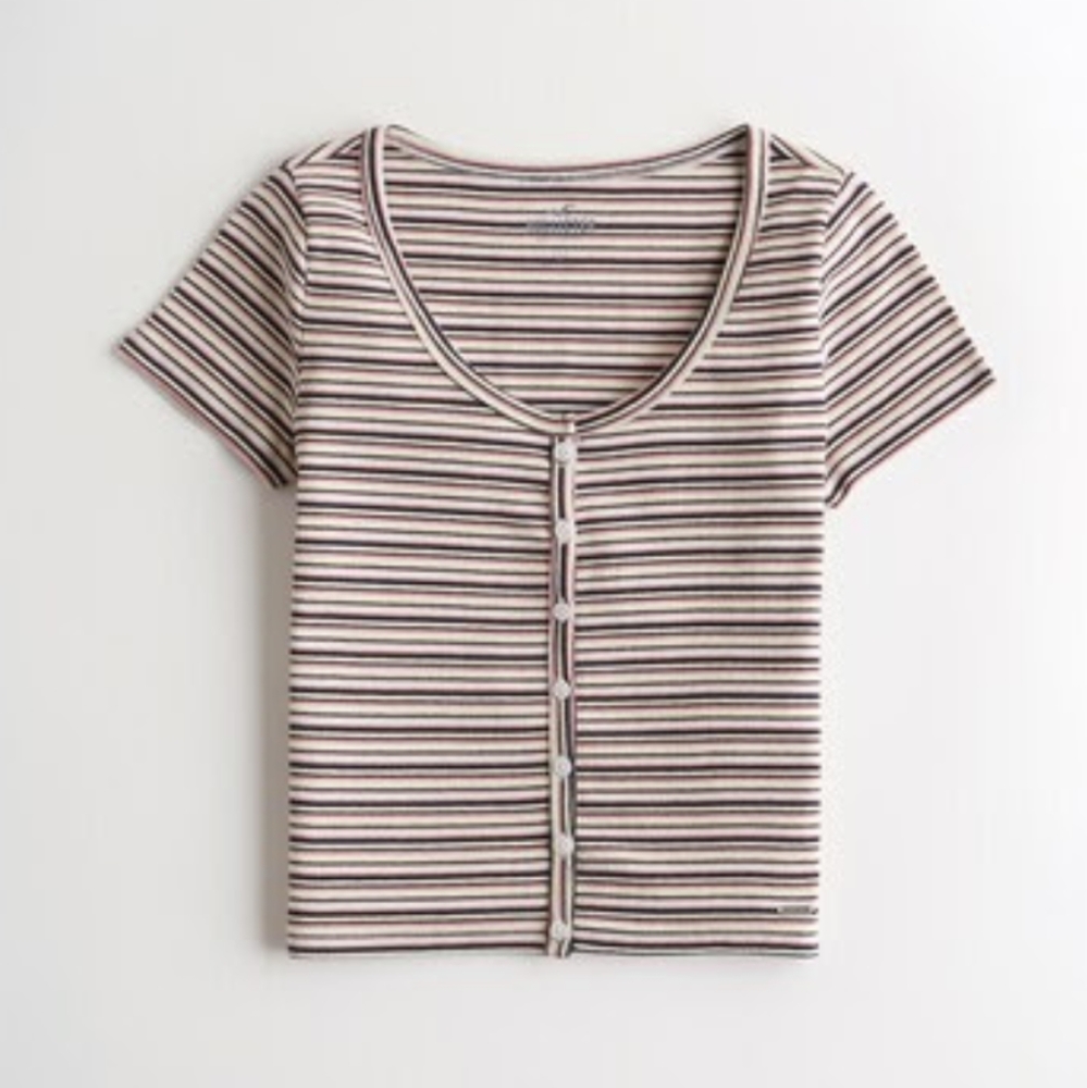 Hollister Must Have Button Front Babydoll Tee